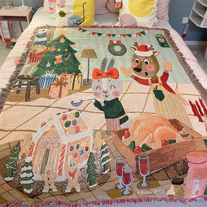 Festive Winter-Themed Throw Blanket
