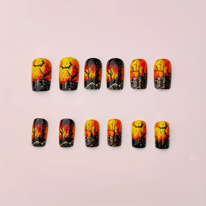 Creative Halloween Art Nails in Mysterious Night Design Kalsten