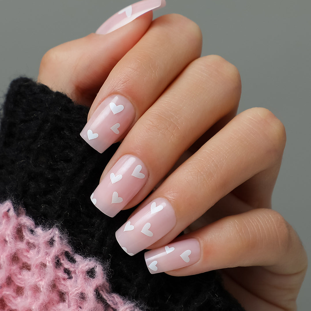 Heart-Themed Full Cover Press-On Nails Kalsten