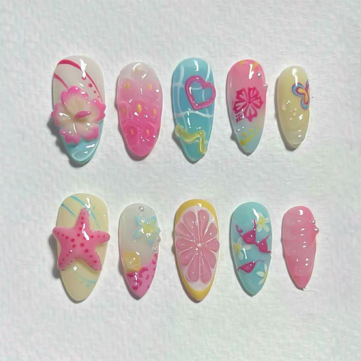 Nature-Themed Artistic Press-On Nail Set Kalsten