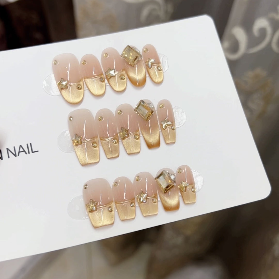 Decorative Press-On Nail Art with Crystal Accents Kalsten