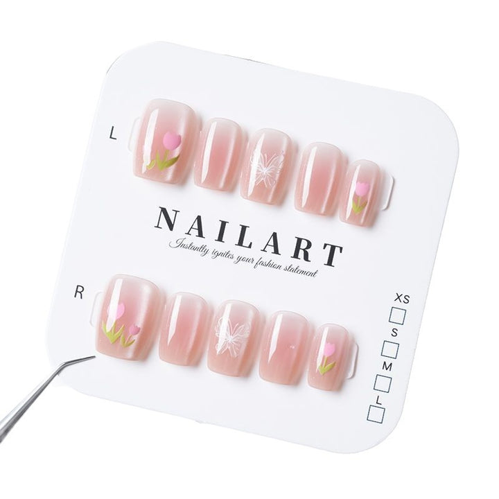 Artistic Floral Nail Design Press-On Tips Kalsten