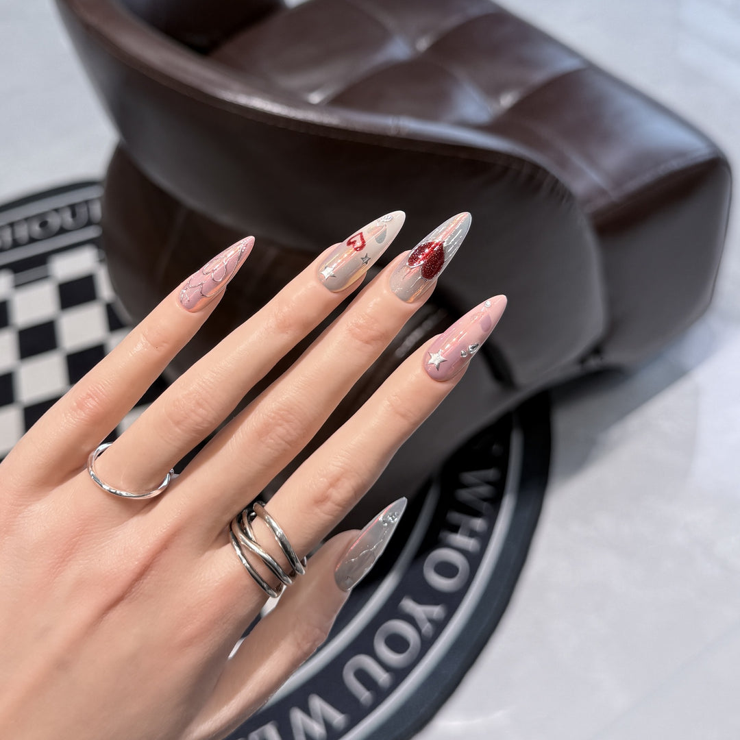 Elegant Decorative Stiletto Press-On Nail Art Set Kalsten