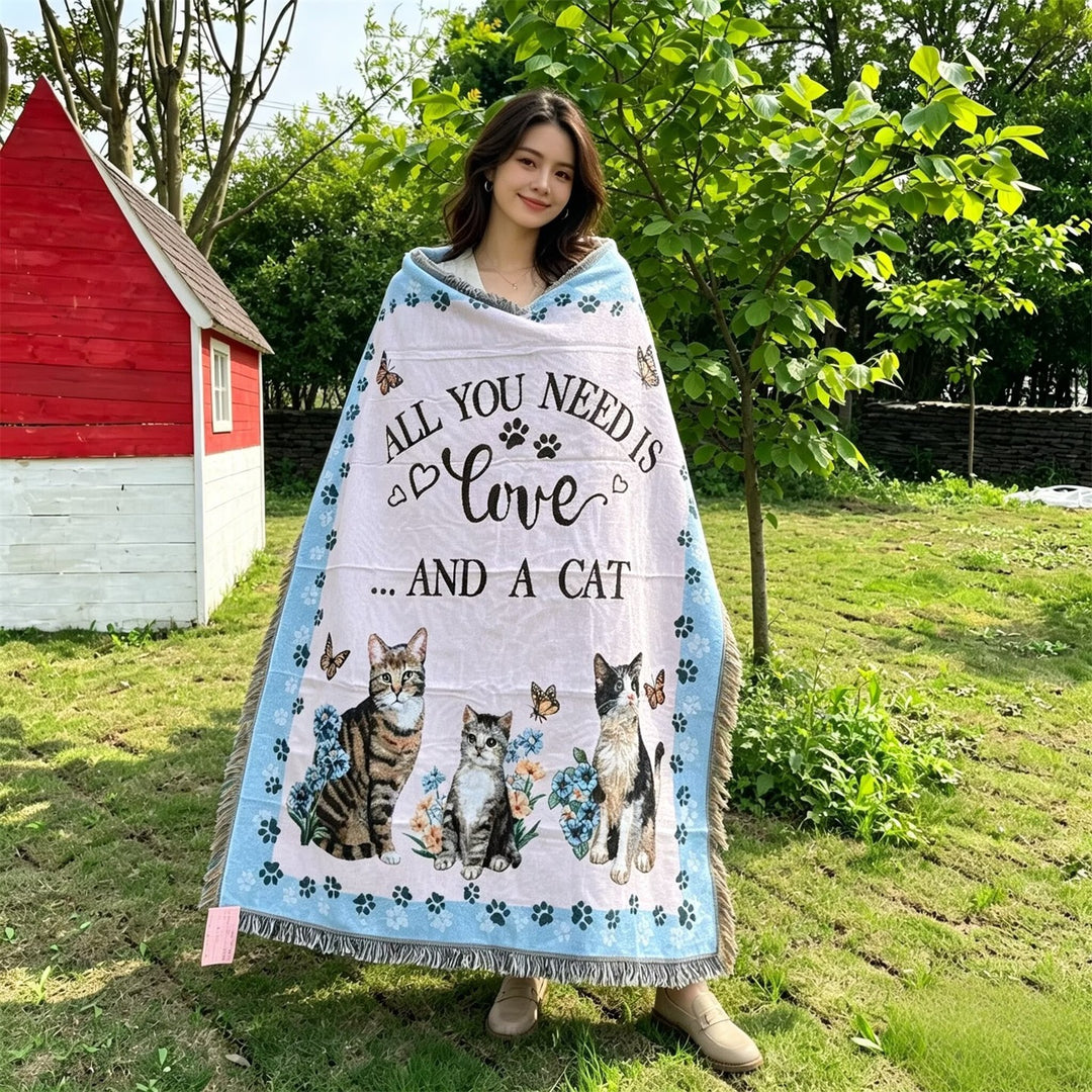 Cat-Themed Cozy Throw Blanket