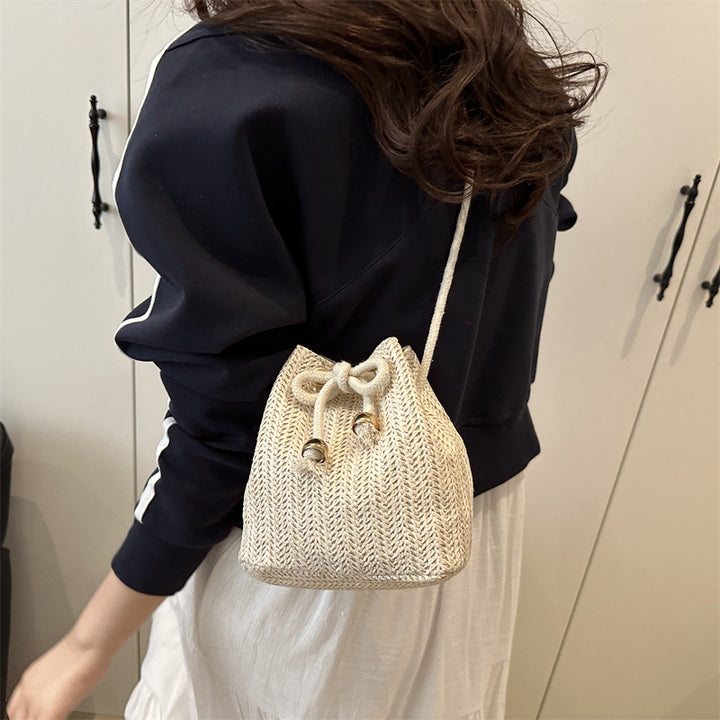 Bohemian Straw Bucket Bag Kalsten
