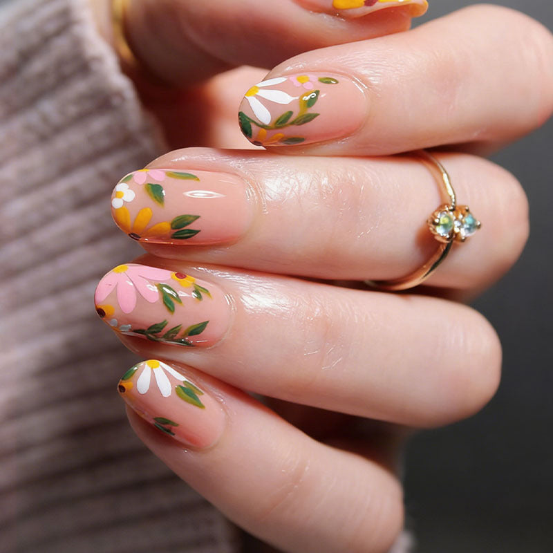 Artificial Nails Set with Floral Decorations Kalsten