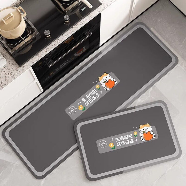 Cartoon Chef-Themed Kitchen Mat Set