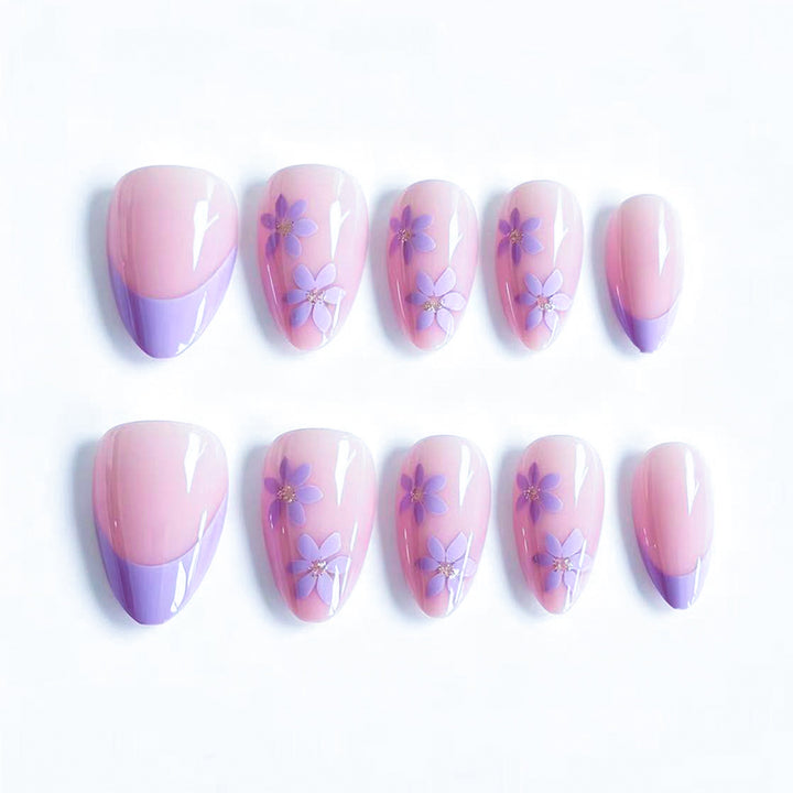 Artistic Floral-Embellished Press-On Nail Tips Kalsten