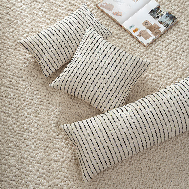 Rectangular Decorative Cushion Cover in Scandinavian Stripe Design made of Cotton-Linen Kalsten