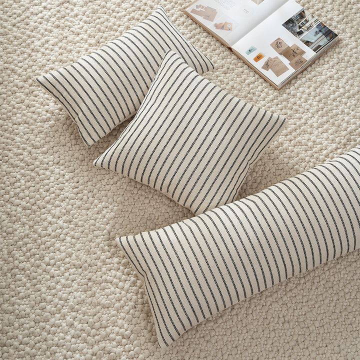 Rectangular Decorative Cushion Cover in Scandinavian Stripe Design made of Cotton-Linen Kalsten
