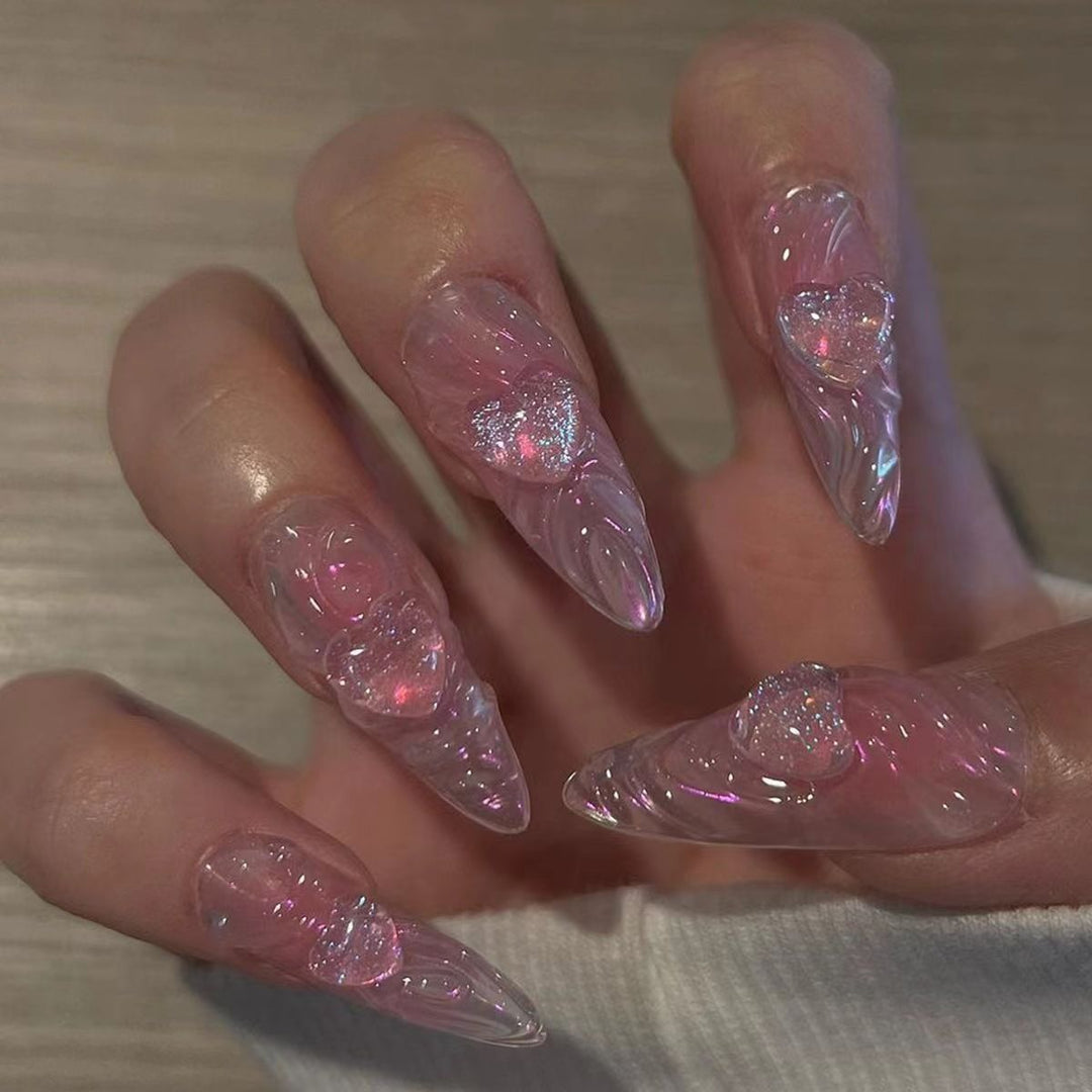 Elegant Artificial Nail Tips with Gold Accents Kalsten