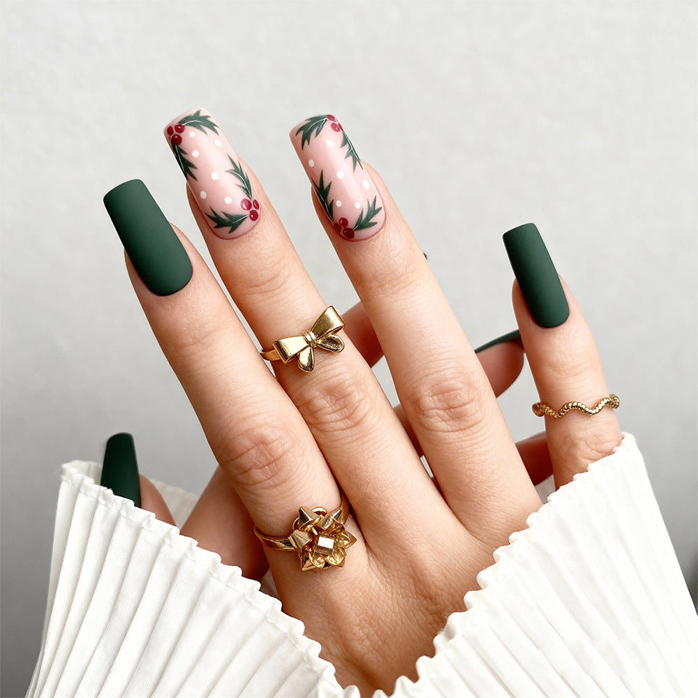 Elegant Artificial Nails with Christmas Design Kalsten