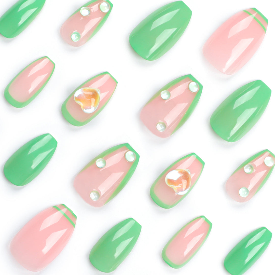 Creative Nail Art with Glitter and Heart Decorations Kalsten