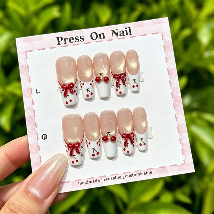 Artistic Press-On Nail Set with Floral and Graphic Designs