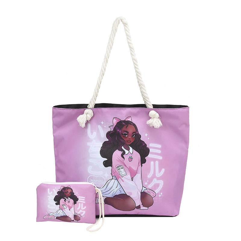 WoStylish Graphic Print Beach Tote Bag Kalsten