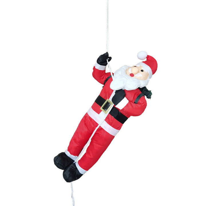 Inflatable Santa Claus figure on ladder