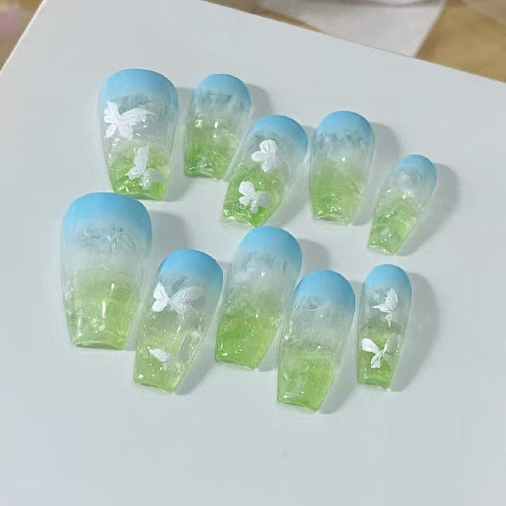 Artificial nails in summer style with butterfly design Kalsten