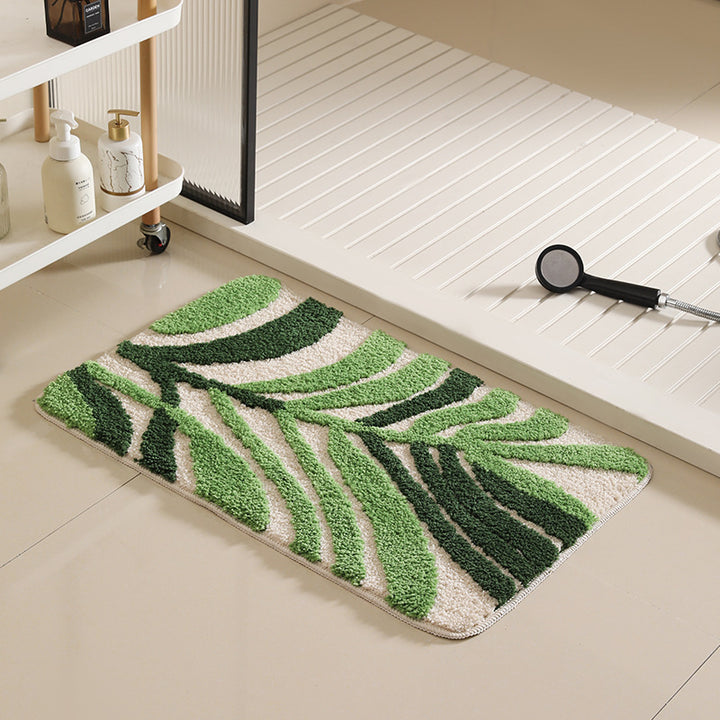 Artistic Leaf Pattern Bath Mat