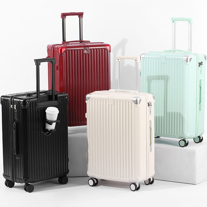 Unisex Travel-Friendly Hard Shell Suitcase with Integrated Beverage Holder Kalsten
