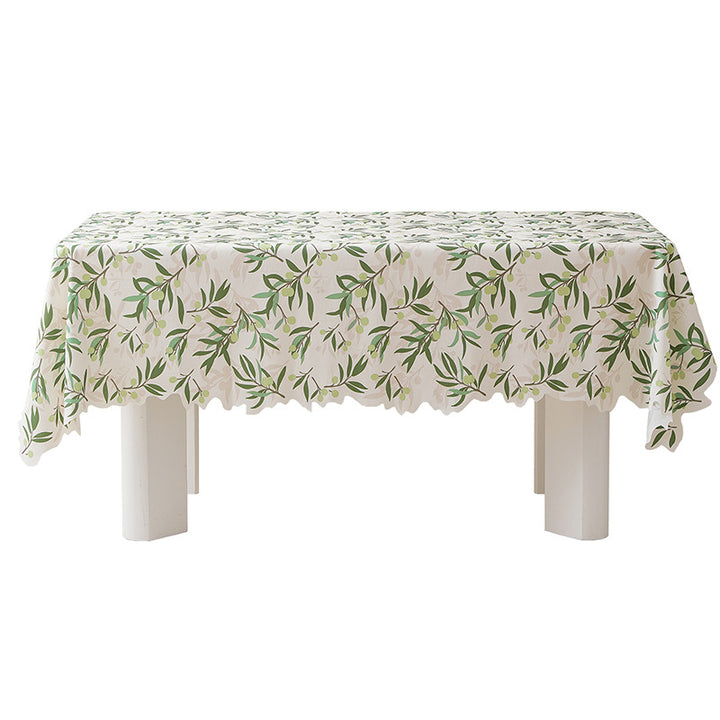 Round wipeable tablecloth with floral cut-out hem Kalsten
