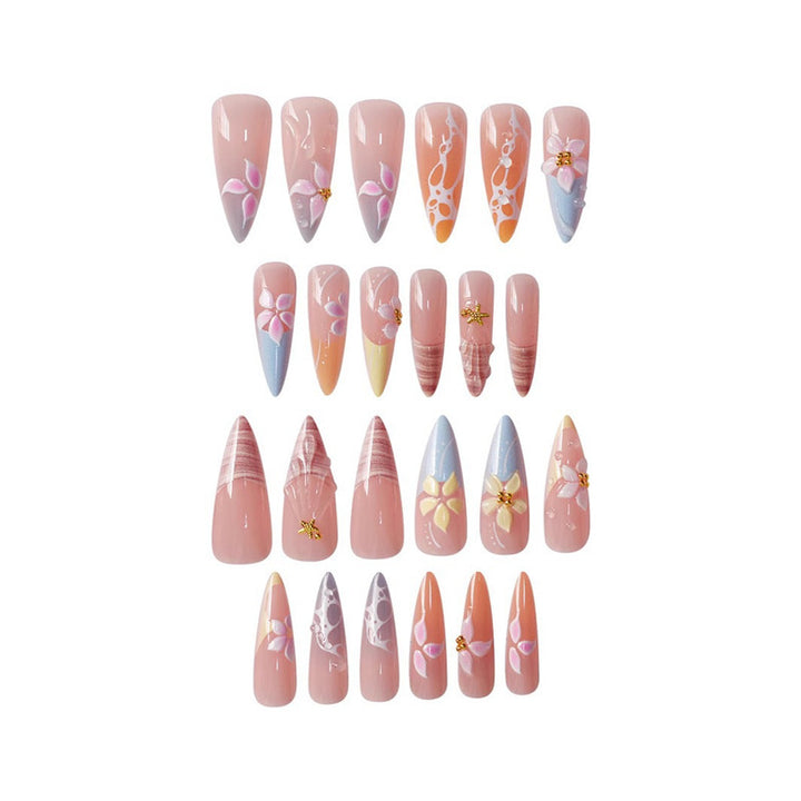 Artistic Floral Nail Extensions Kalsten