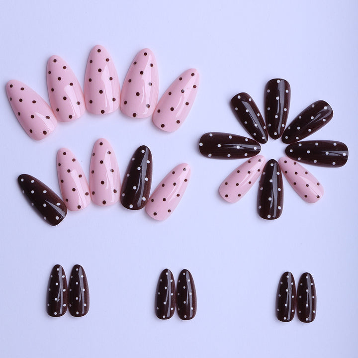 Artificial nails with creative dot pattern and elegant accents Kalsten