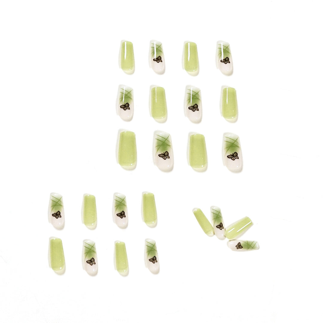 Artificial nail extensions with elegant butterfly design Kalsten