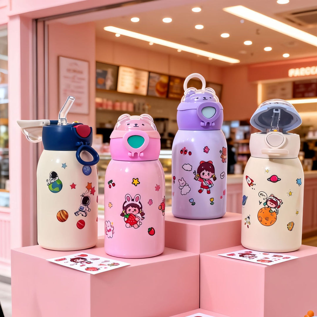 Women's insulated drinking bottle with planet-shaped stickers Kalsten