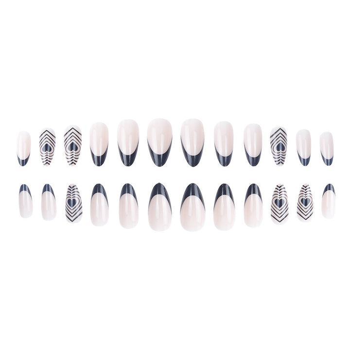 Stylish Stiletto Press-On Nails with Heart and Geometric Designs Kalsten