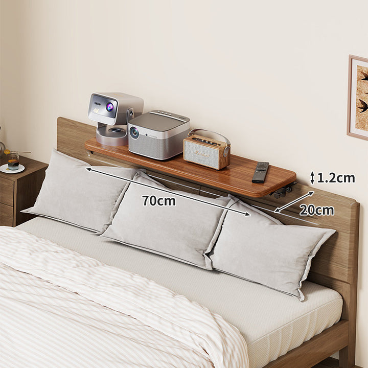 Wall-Mounted Slim Floating Headboard Shelf with Rounded Corners and Concealed Brackets