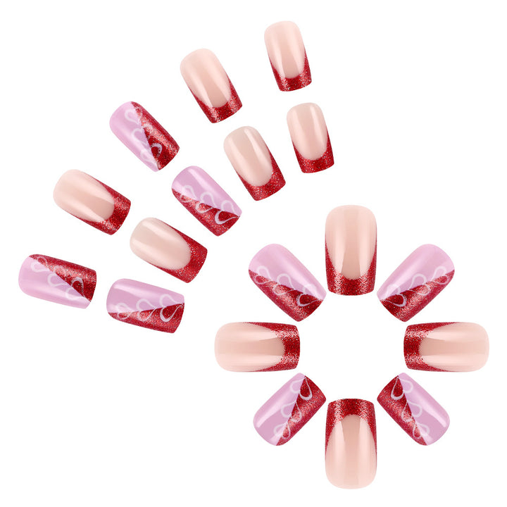 Heart-Embellished Acrylic Nail Art Kalsten