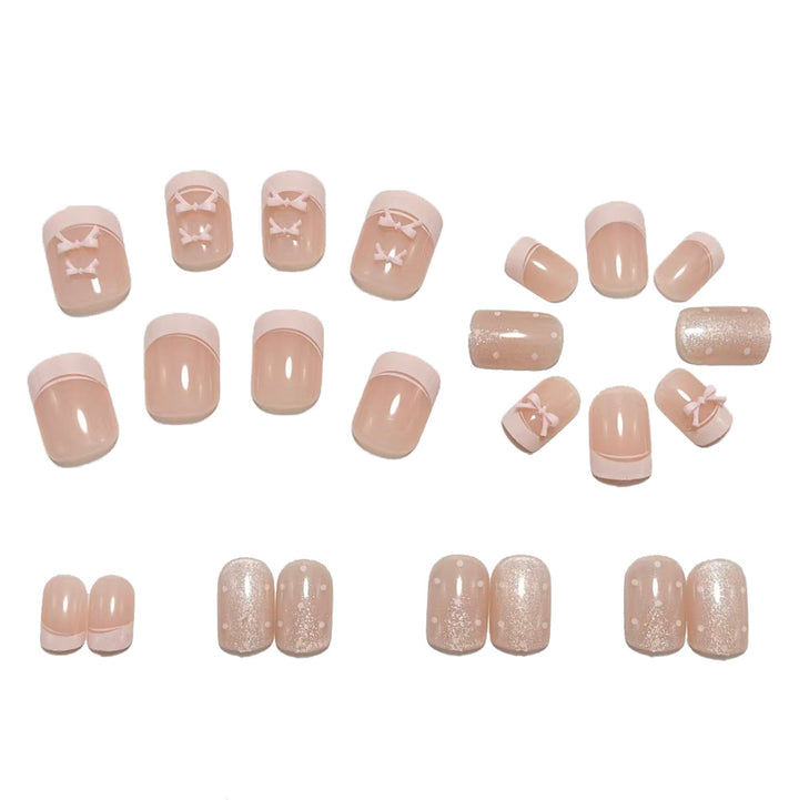 Artificial nails with delicate bows and glitter accents Kalsten