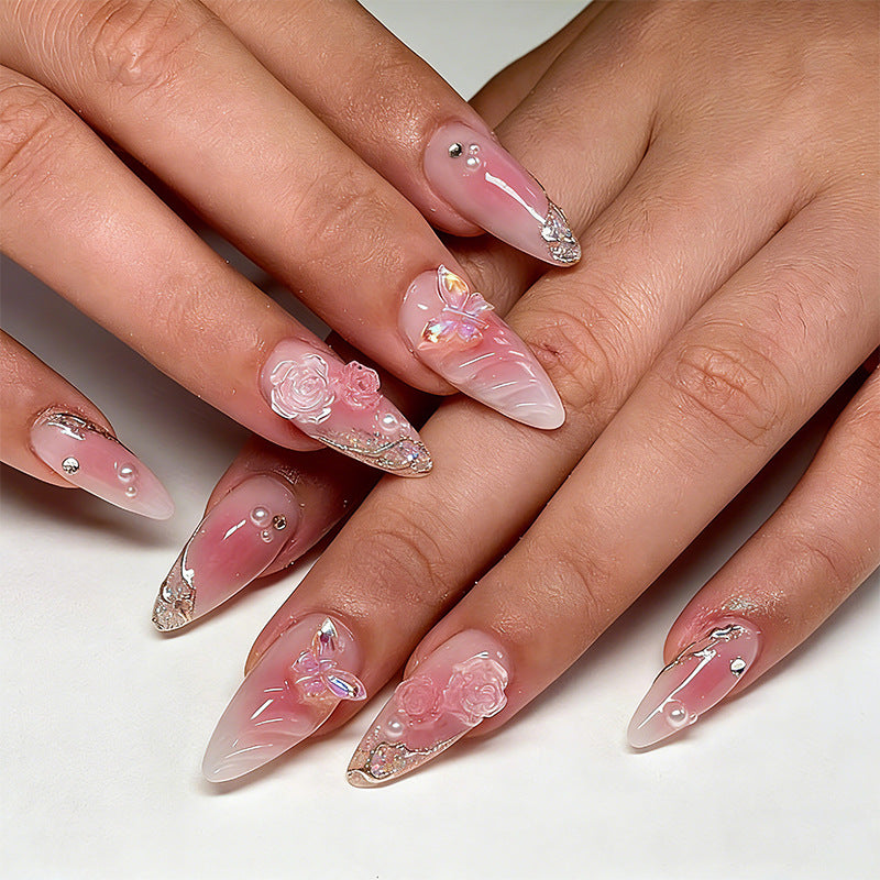 Artful Nail Tips with Romantic Floral Design Kalsten
