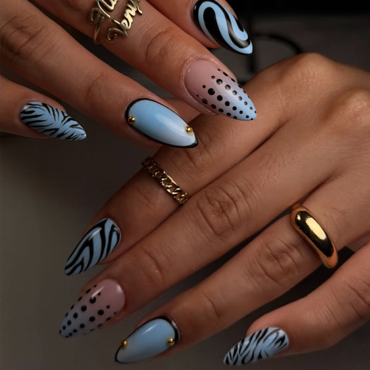 Artificial nails with modern animal design and glossy finish Kalsten