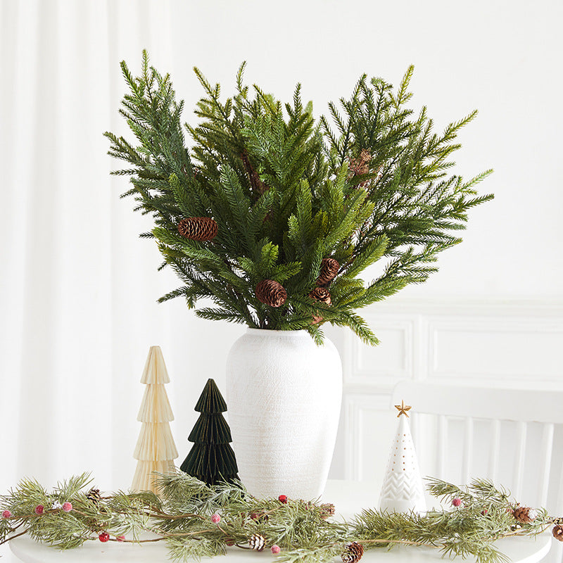 Artificial Pine Cone and Greenery Stem