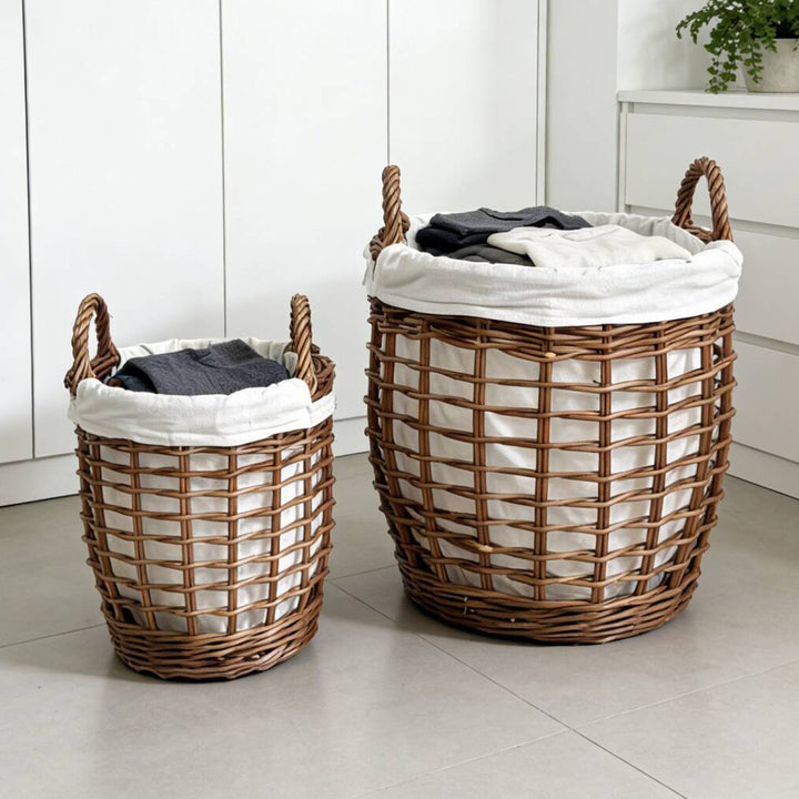 Handcrafted laundry basket with fabric cover Kalsten