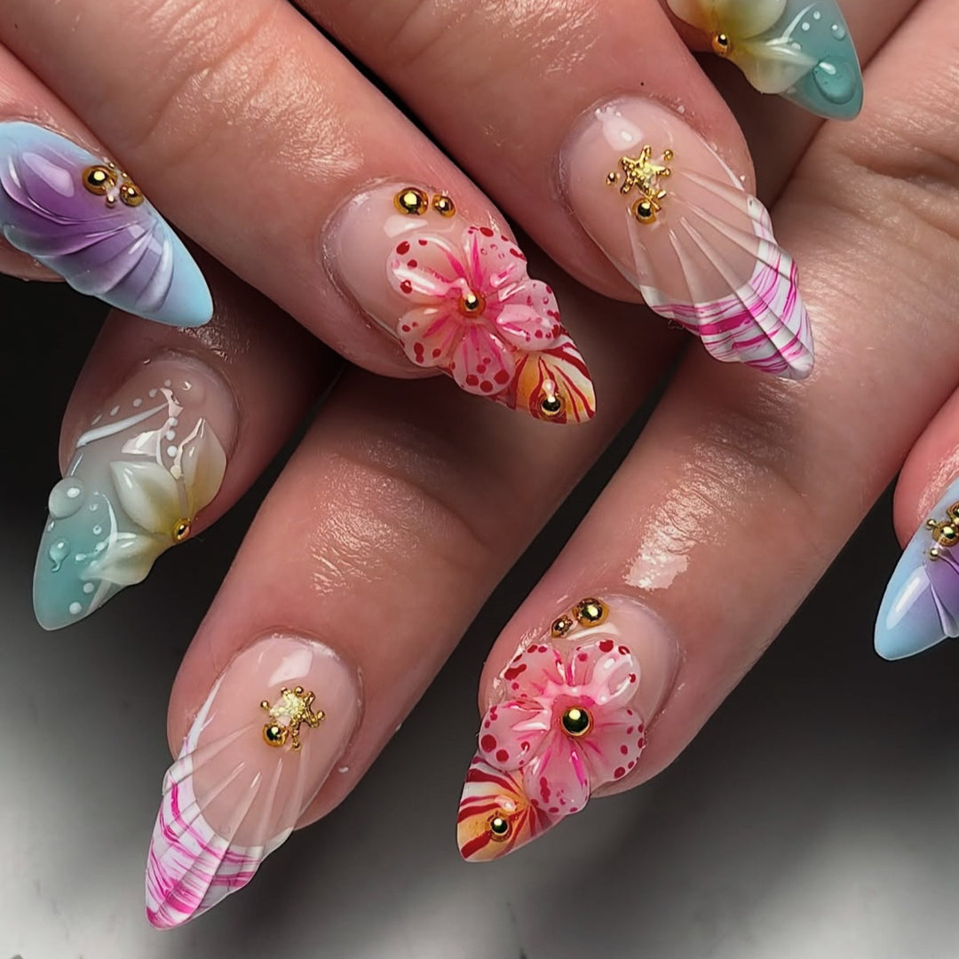 Decorative Floral 3D Acrylic Nail Art Design Kalsten