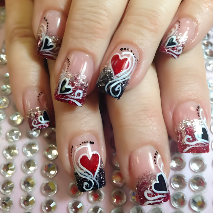 Heart-Embellished Glamorous Nail Art Set Kalsten