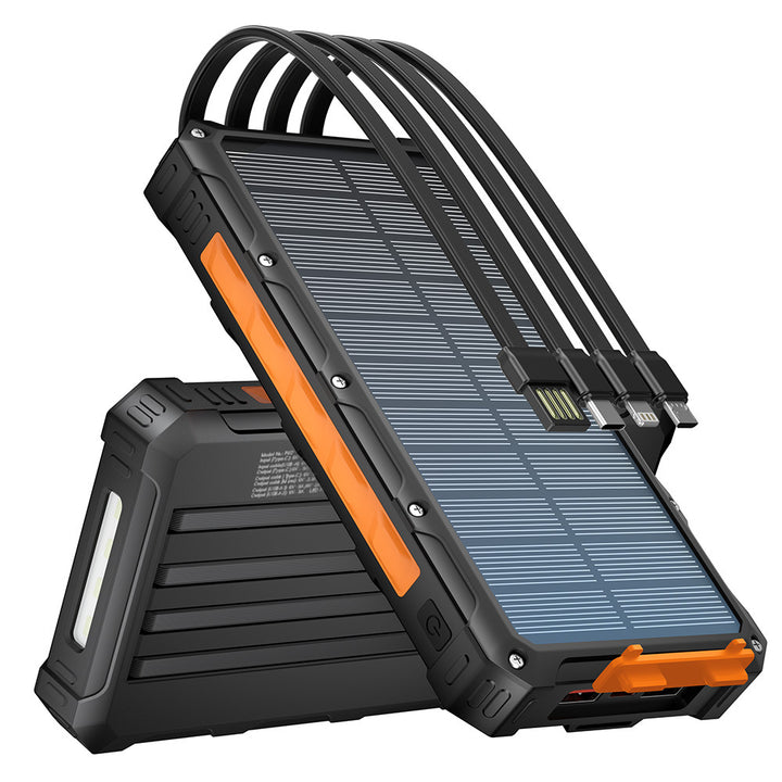 Solar Power Bank with Integrated Charging Cables and Robust Housing Kalsten