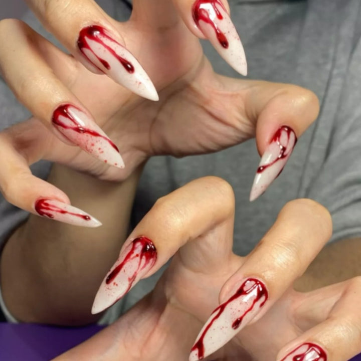 Artistic Abstract Blood-Splattered Press-On Nails Kalsten