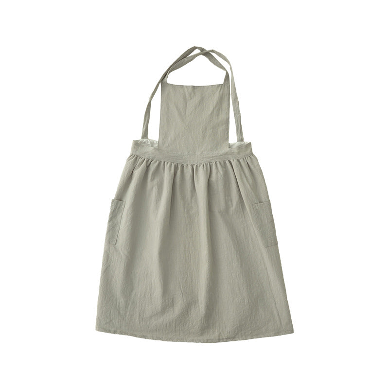 Casual apron dress with adjustable straps, gathered waist and side pockets Kalsten