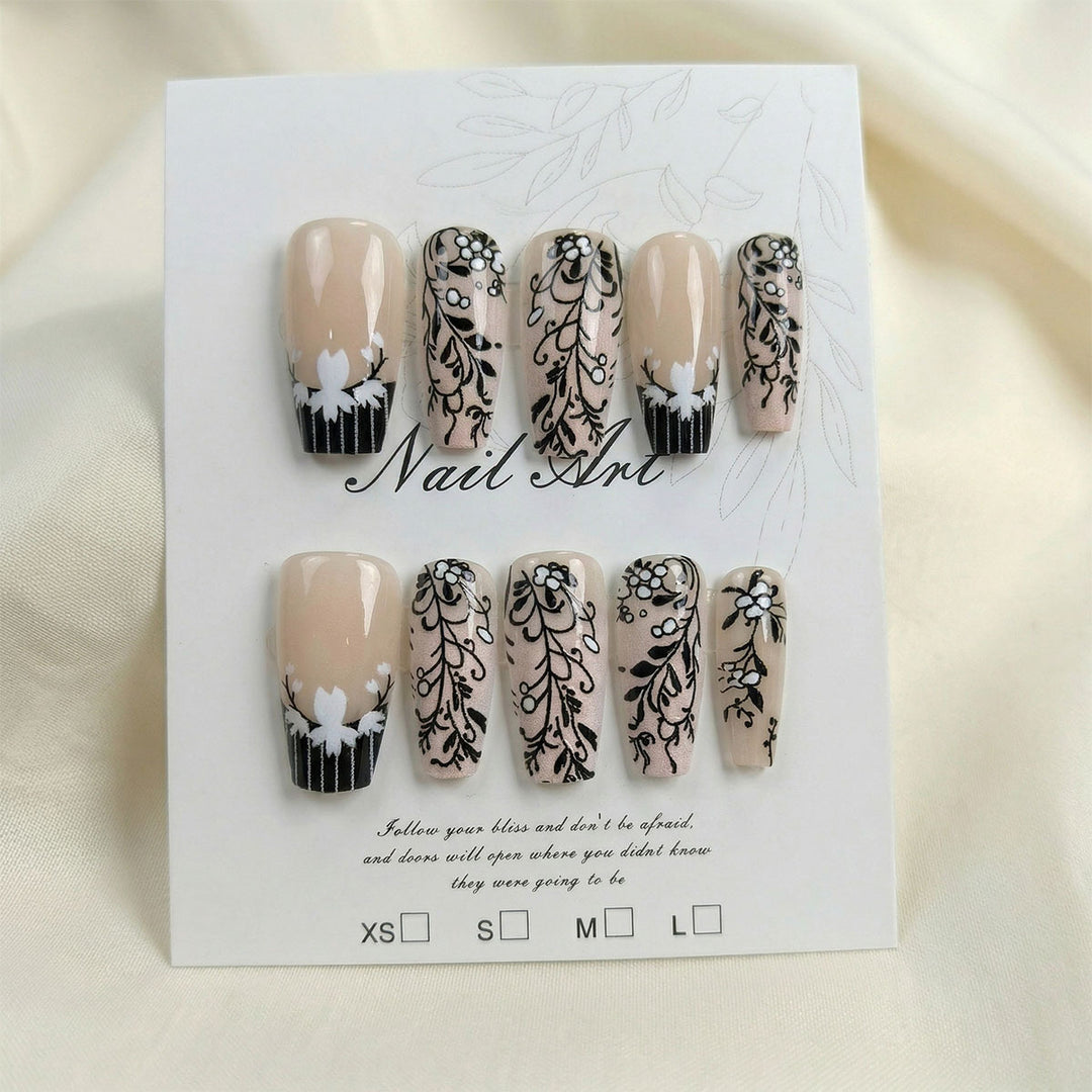 Elegant Floral-Inspired Press-On Nail Design