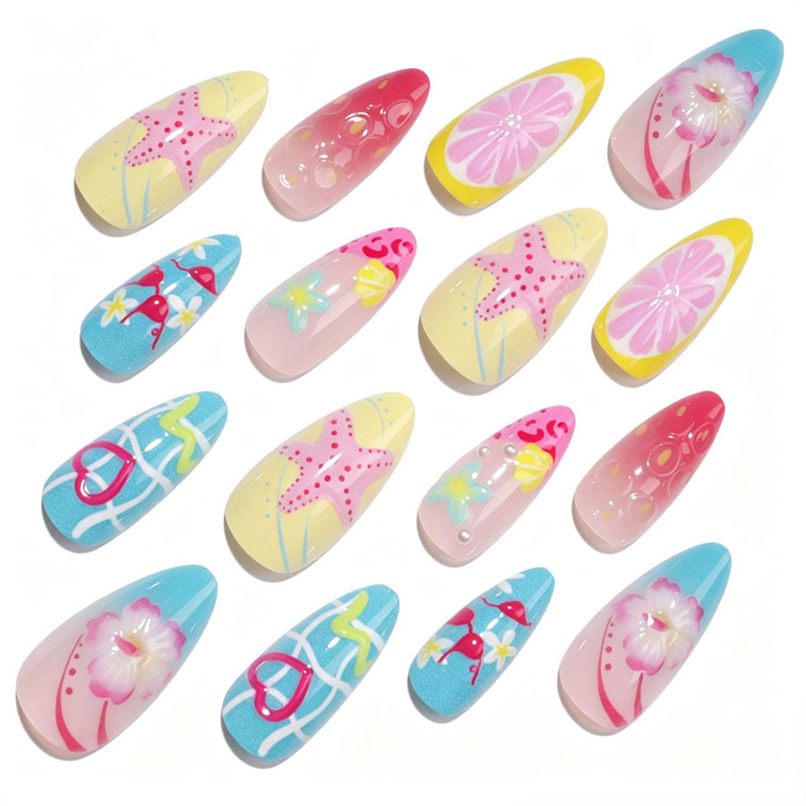 Creative nail art set with colorful summer motifs Kalsten