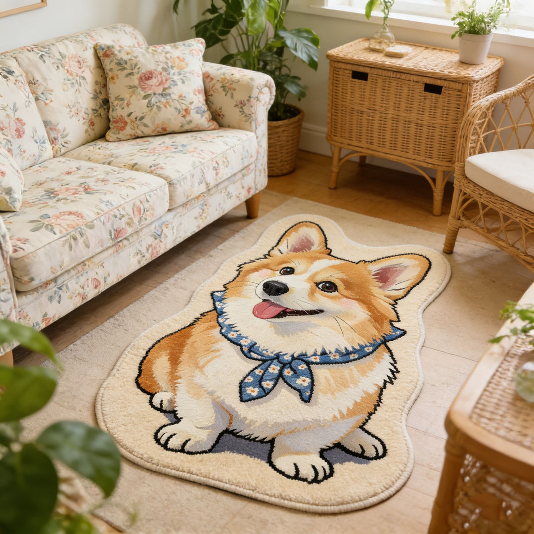 Cute Corgi Shaped Area Rug