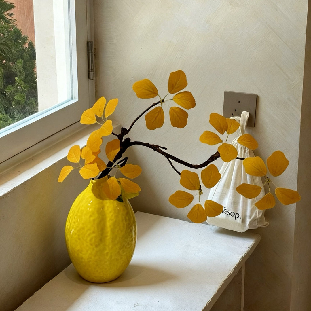 Decorative Lemon-Shaped Ceramic Vase for Home Decor