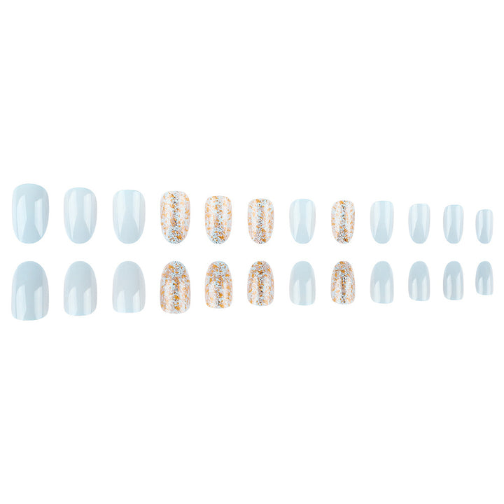 Elegant Press-On Nail Art Set with Glitter Accents Kalsten