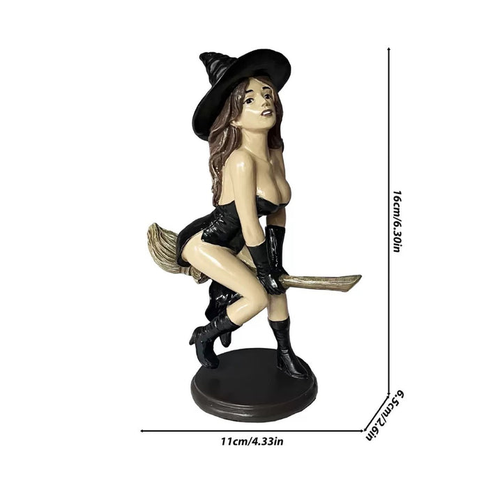 Decorative witch figure with broom Kalsten