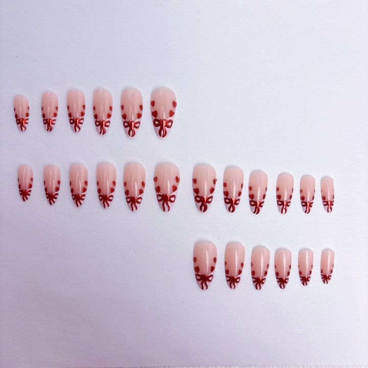Premium Artificial Nails Set with Decorative Bows Kalsten