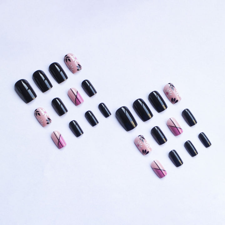 Artistic Floral and Geometric Nail Art Set