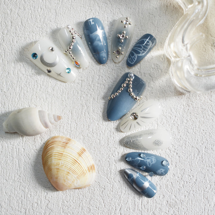 Celestial Design Press-On Nails with Gem Accents Kalsten
